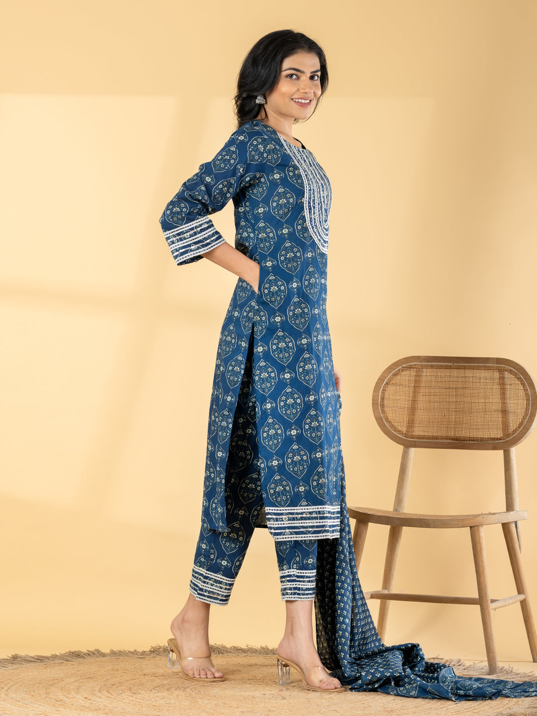 Cotton Silk Suit with Gota Patti Accents
