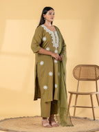 Olive Bloom: Chanderi Silk Suit Set