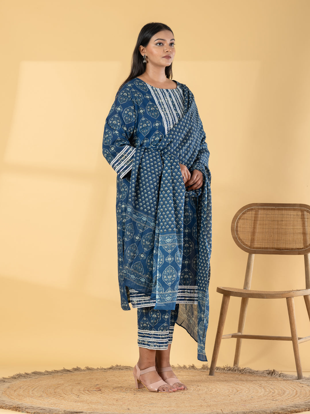 Indigo Cotton Silk Suit