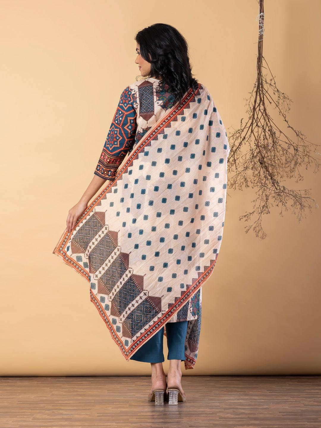 Azure Geometric Ajrakh Suit Set