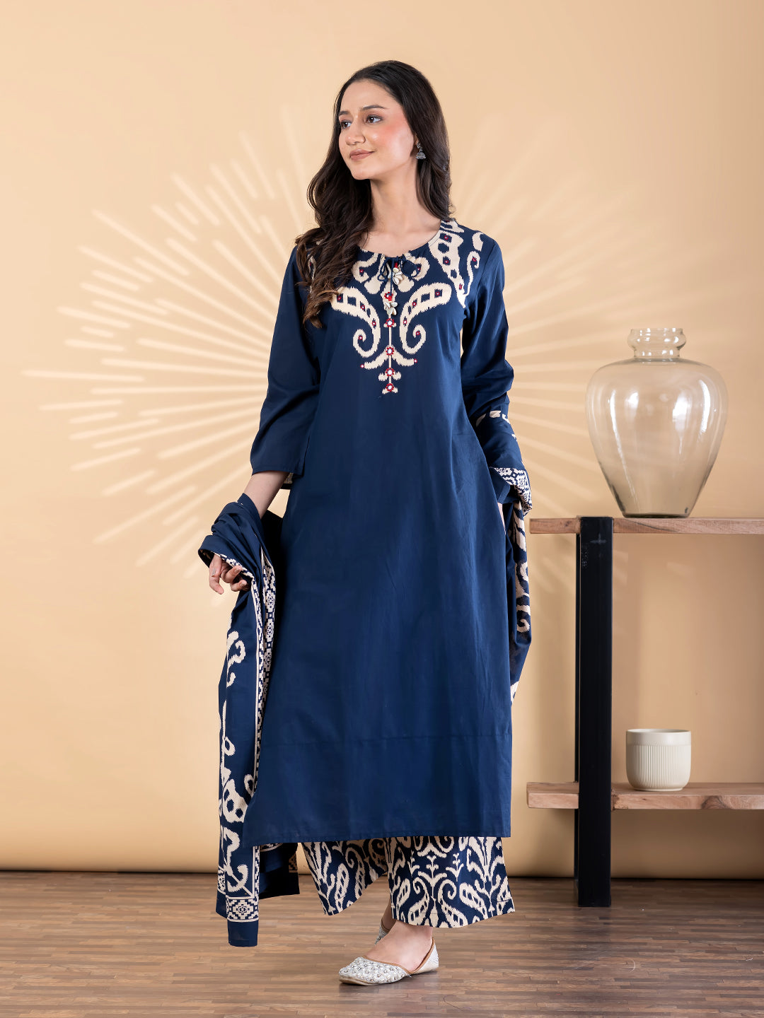 Indigo Cotton-Silk Suit