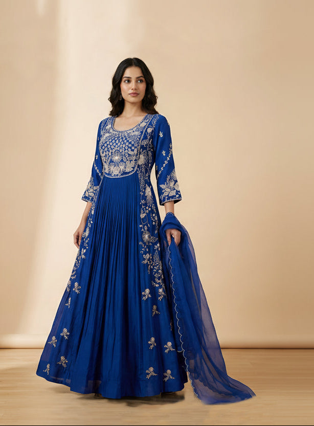 Intricate Zari Embroidered Georgette Anarkali Gown Main image