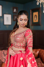 Breathtaking Red and Gold Peacock Lehenga (D-72)