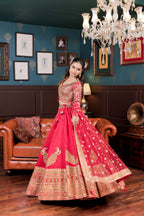 Breathtaking Red and Gold Peacock Lehenga (D-72)
