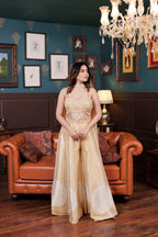 Luxurious Gold Sharara Ensemble (Indo-Western) (5115 M-35)