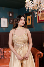 Luxurious Gold Sharara Ensemble (Indo-Western) (5115 M-35)