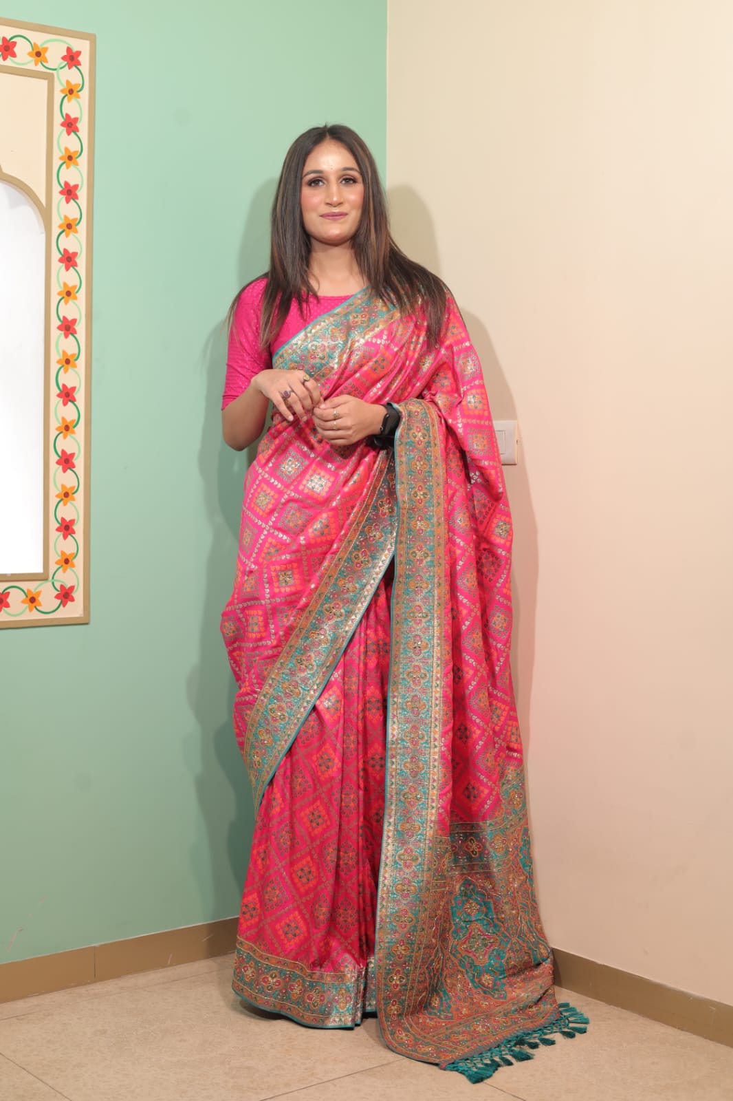 Magenta Banarasi Saree with Intricate Border