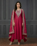 Elegant Embroidered Silk Anarkali Suit