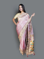 Rose Pink Silk Saree with Heavy Gold Embroidered Pallu (BOS-4363-C D-4)