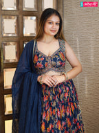 Indigo Bloom Floral Lehenga (4482 m-122)