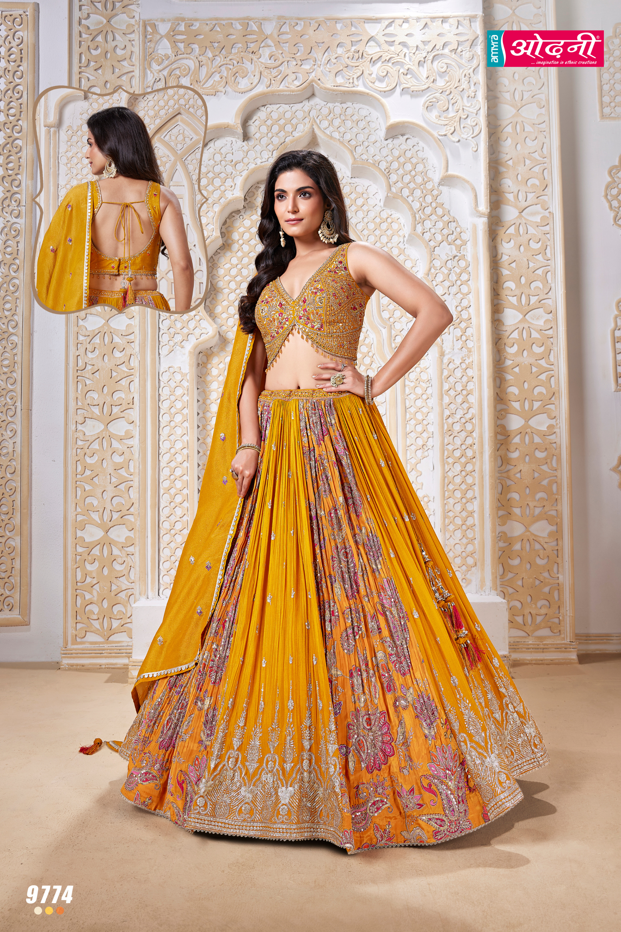 Radiant Yellow and Multi-Color Embroidered Lehenga (9774 M-27)