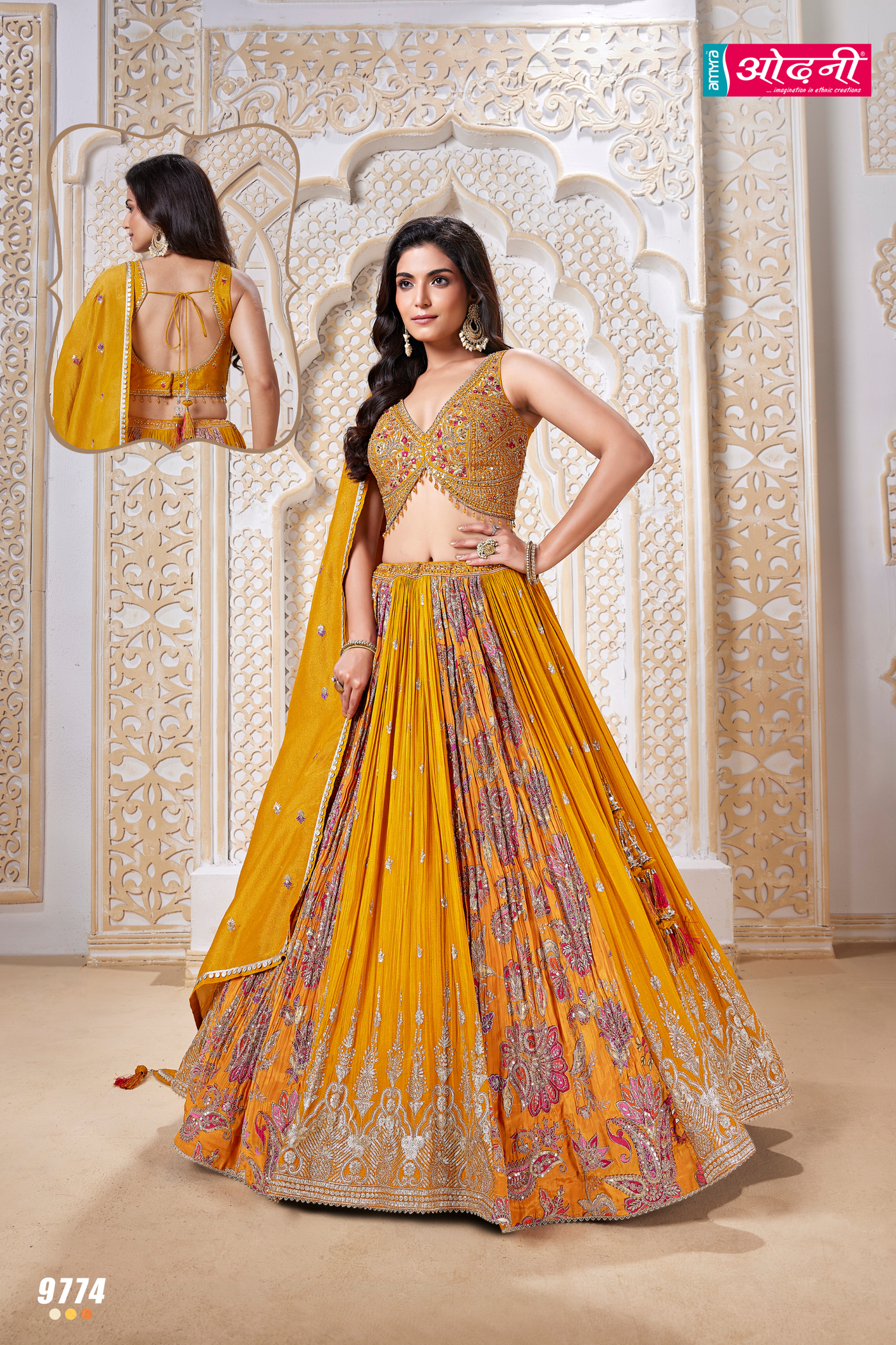 Radiant Yellow and Multi-Color Embroidered Lehenga (9774 M-27)