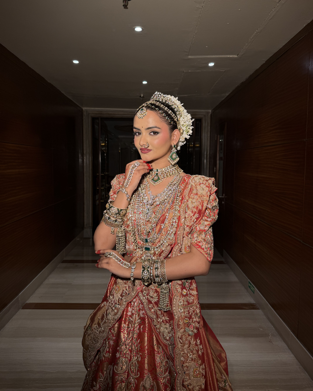 Rust mettalic luxury lehenga