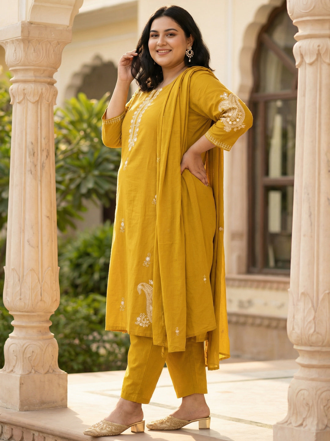 Golden Glow: Chanderi Silk Suit Set