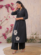 Midnight Bloom A-Line Kurta Set