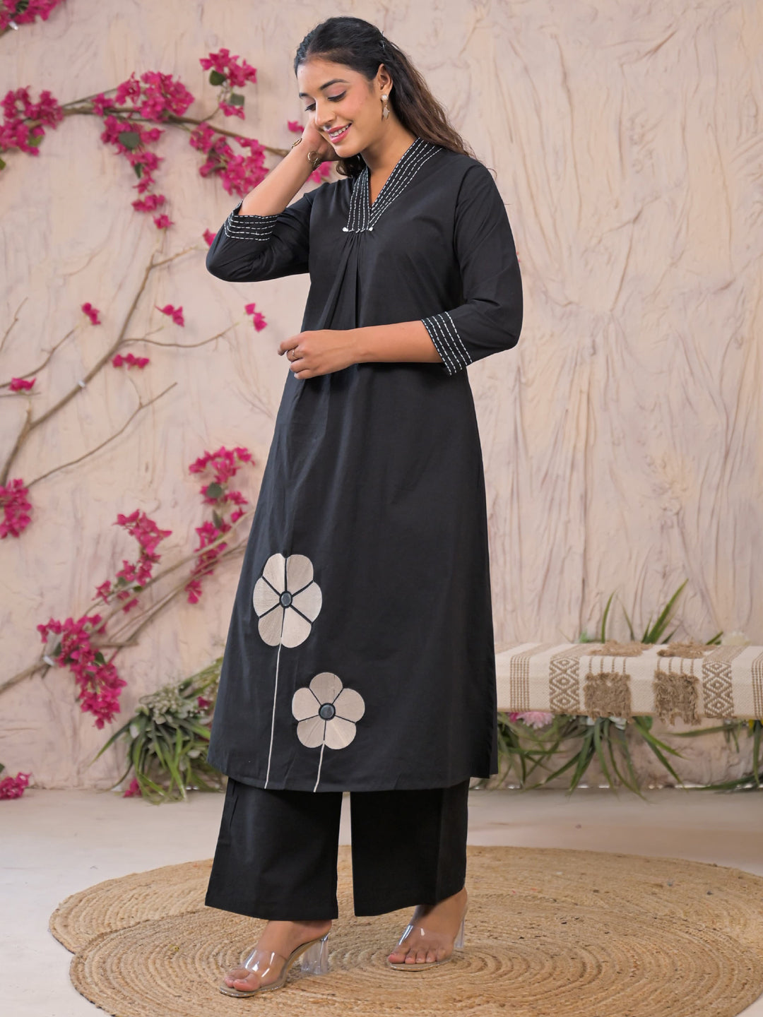 Midnight Bloom A-Line Kurta Set