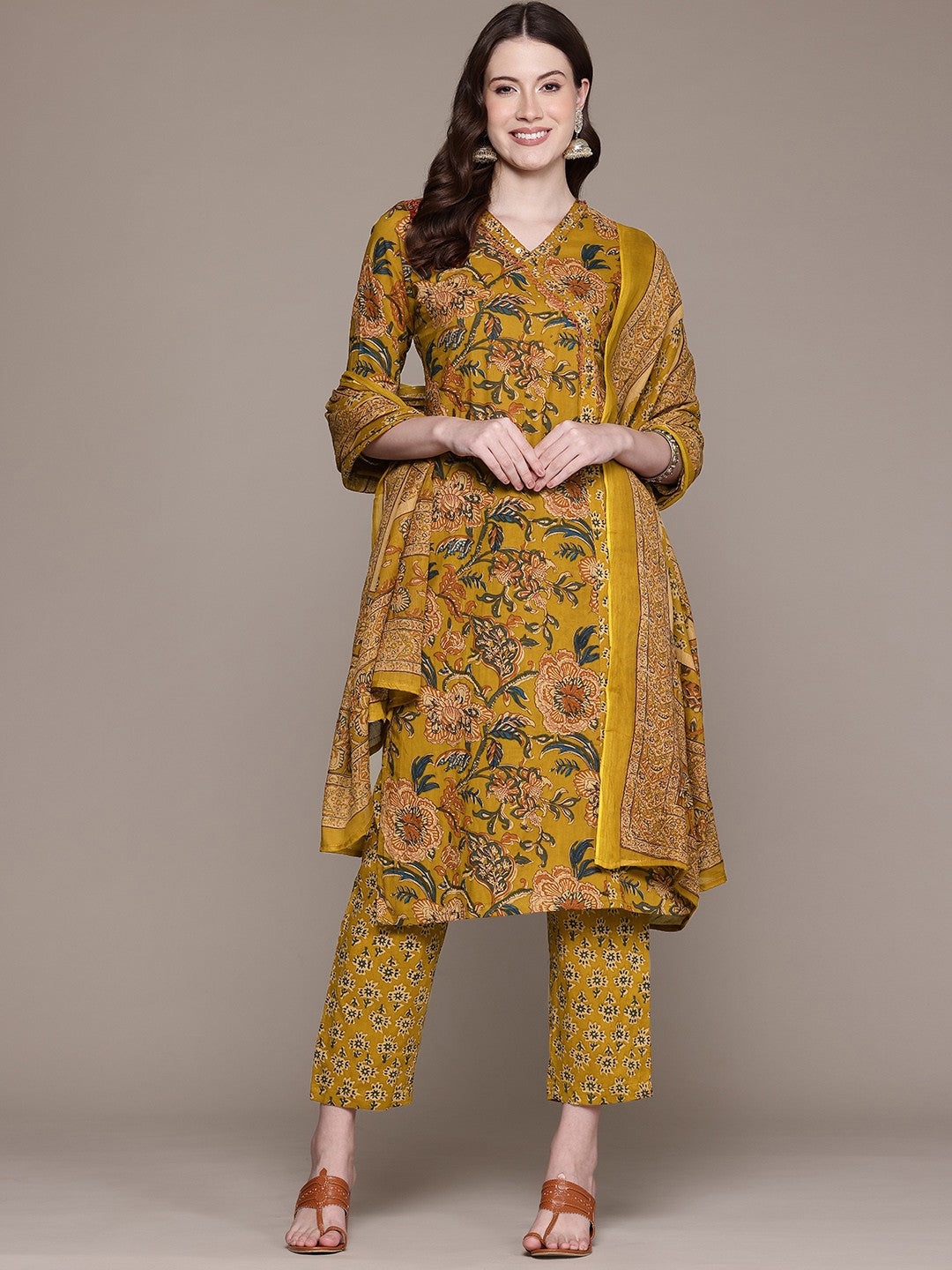 Golden Kalamkari Heritage Suit Set