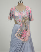 Lavender Blossom Drape Lehenga