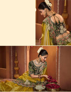 Regal Olive and Gold Designer Saree