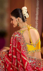 Regal Crimson Bandhani Saree