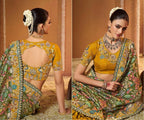 Regal Mustard and Sage Green Designer Saree