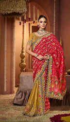 Exquisite Crimson and Gold Designer Saree