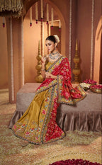 Exquisite Crimson and Gold Designer Saree