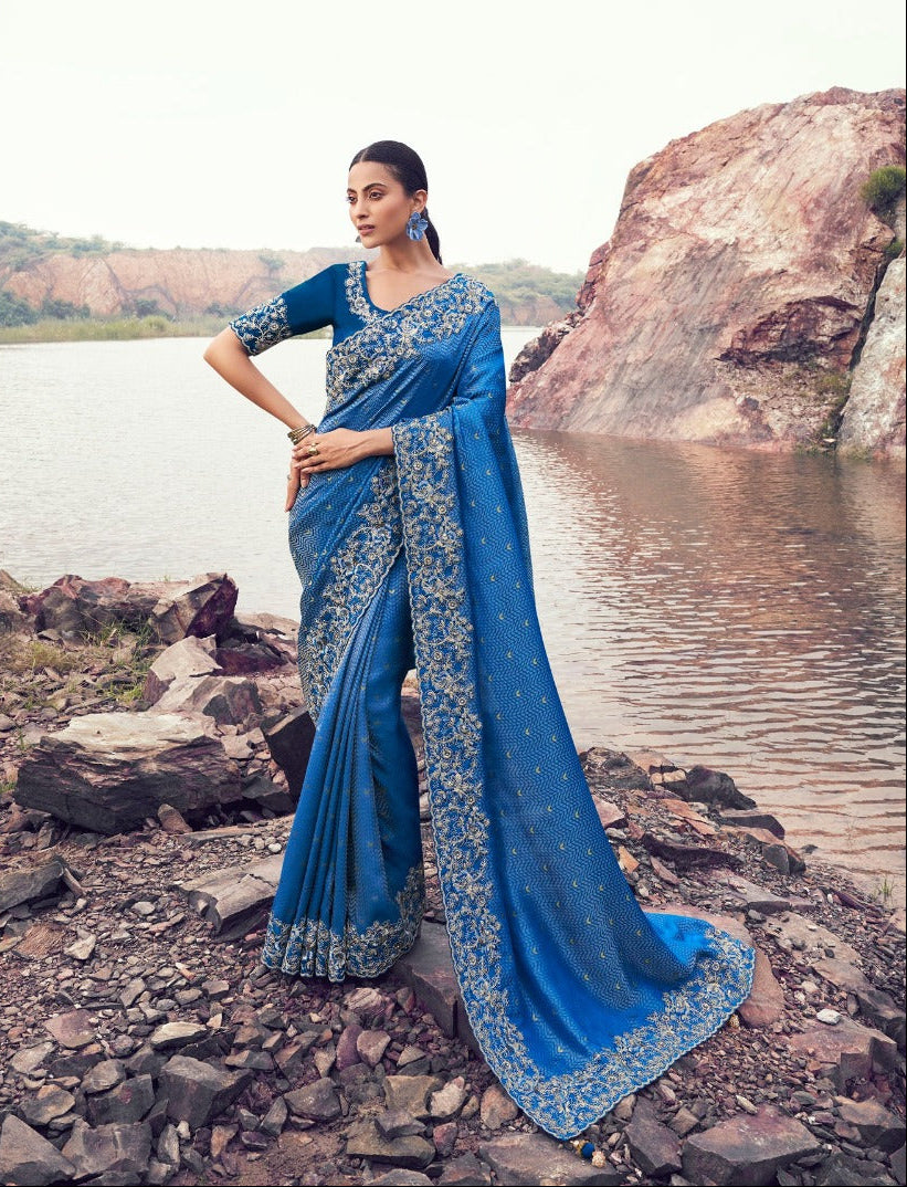 Regal Blue Embellished Saree (8601 GS-133)