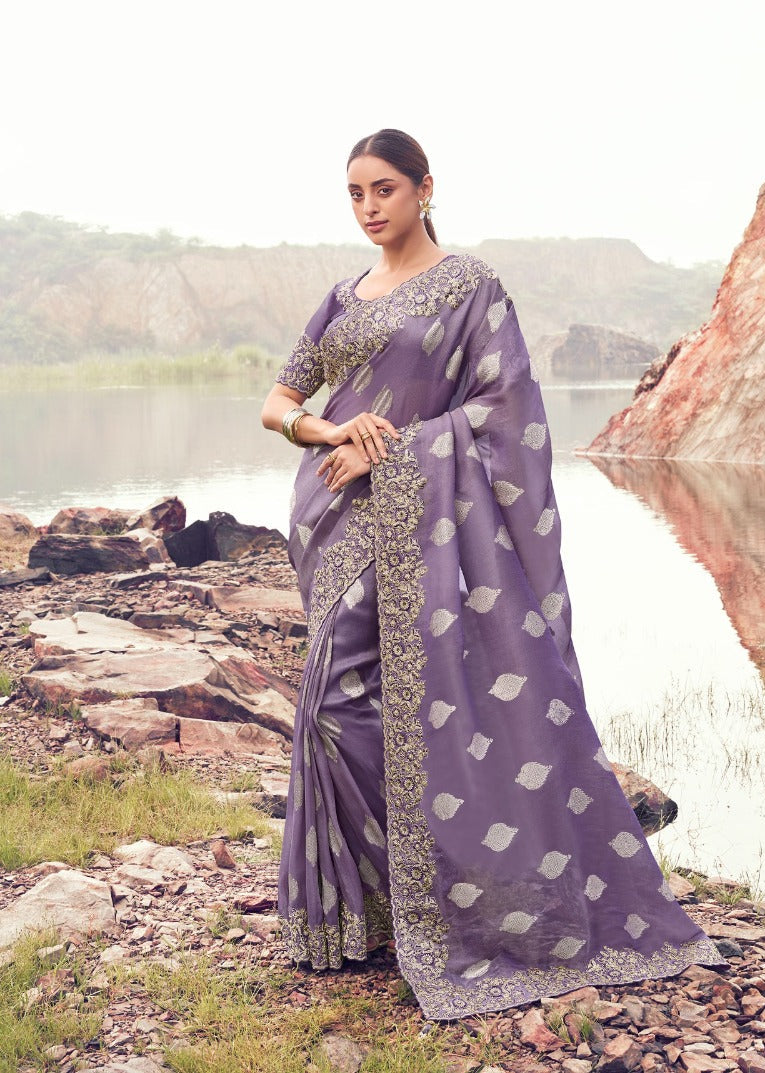 Dusty Lavender Embellished Saree (8603 GS-133) Main image