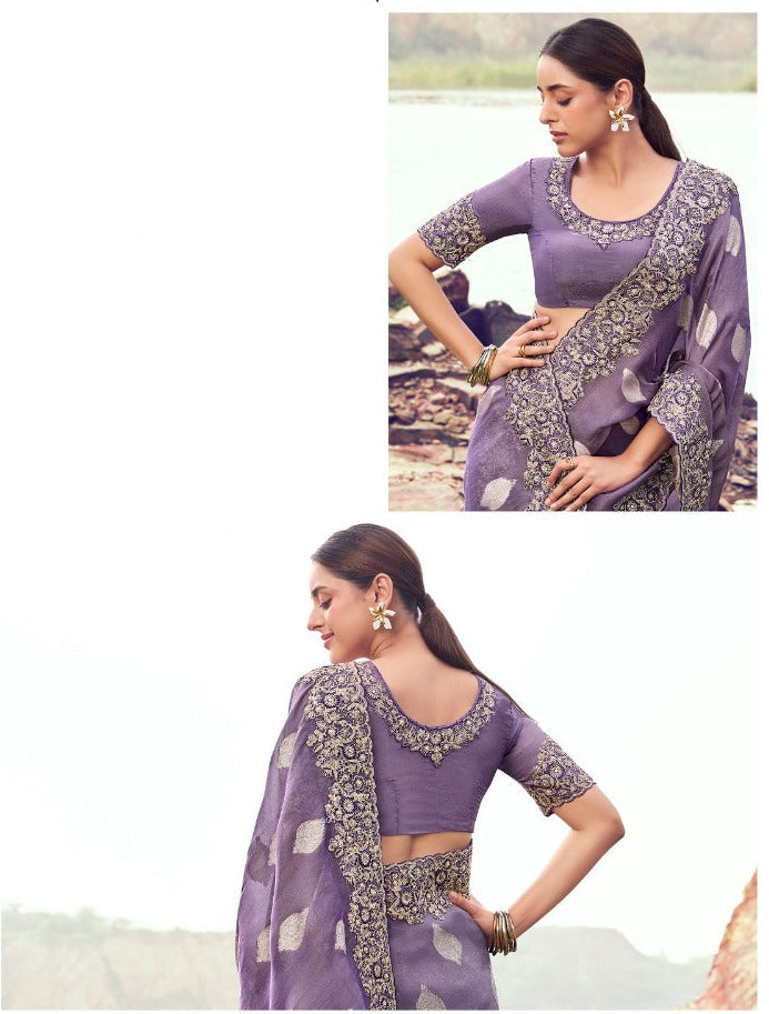 Dusty Lavender Embellished Saree (8603 GS-133) Secondary image