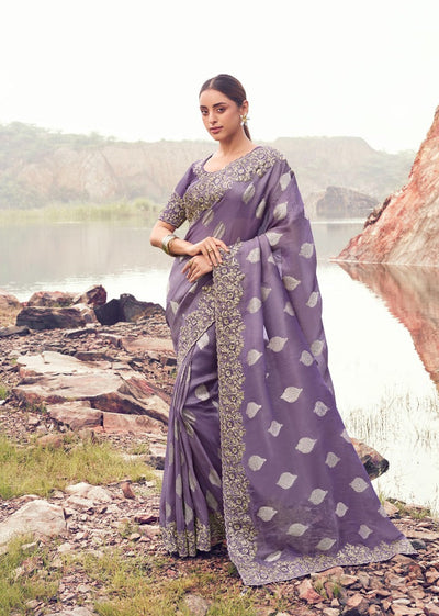 Dusty Lavender Embellished Saree (8603 GS-133)