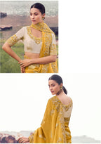 Rich Mustard Yellow Saree with Contrasting Blouse (8604 GS-133)
