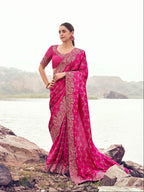 Vibrant Rani Pink Embellished Saree 8605 GS-133