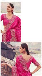 Vibrant Rani Pink Embellished Saree 8605 GS-133