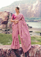 Soft Dusty Rose Saree with Pink Contrast Blouse (8611 GS-133)