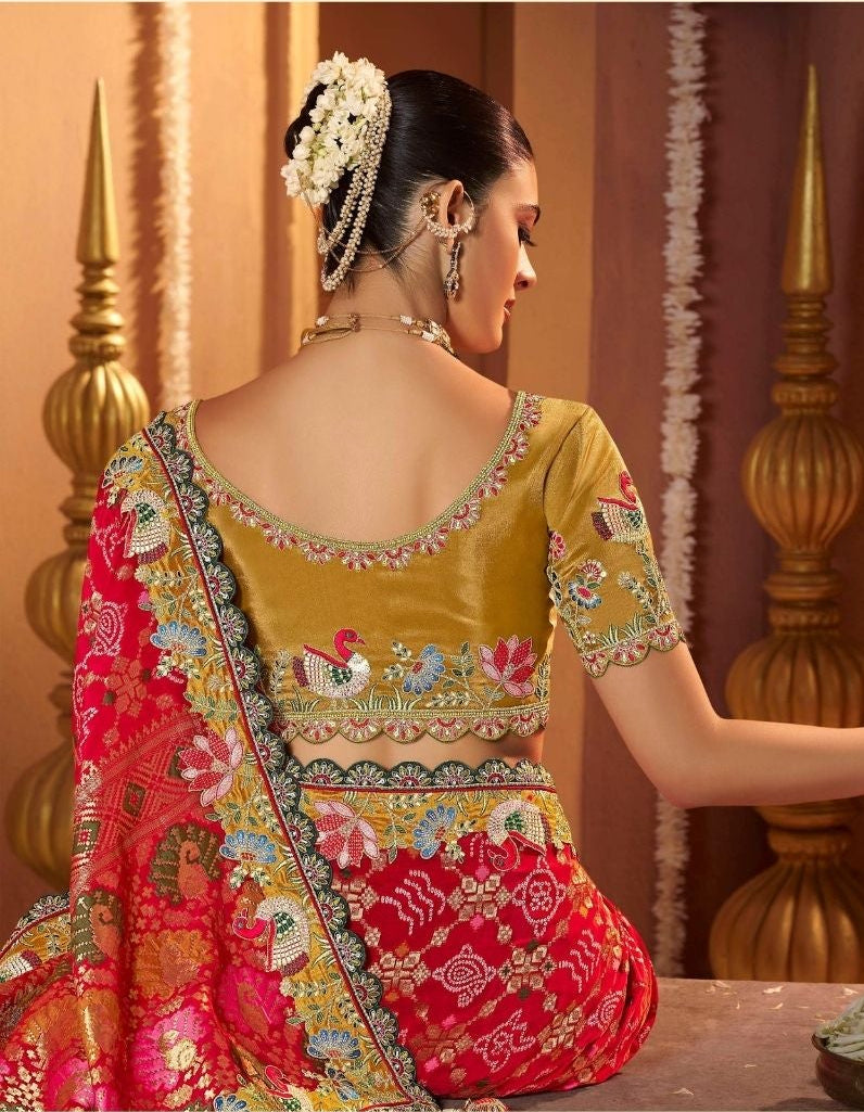Exquisite Crimson and Gold Designer Saree