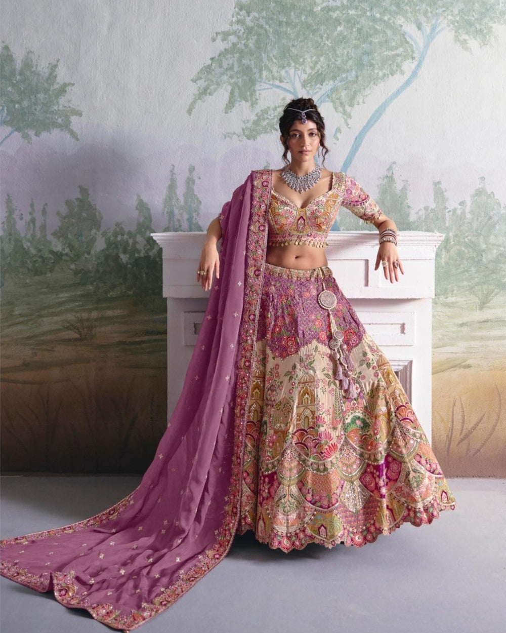 Royal Mauve Pink Multicolor Lehenga Main image
