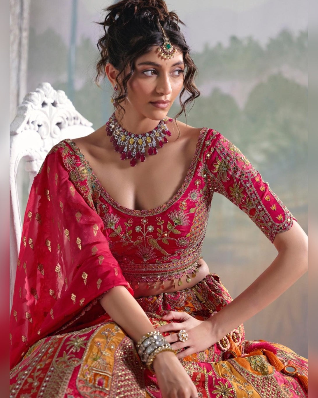 Royal Rani Pink Multicolor Bridal Lehenga Secondary image