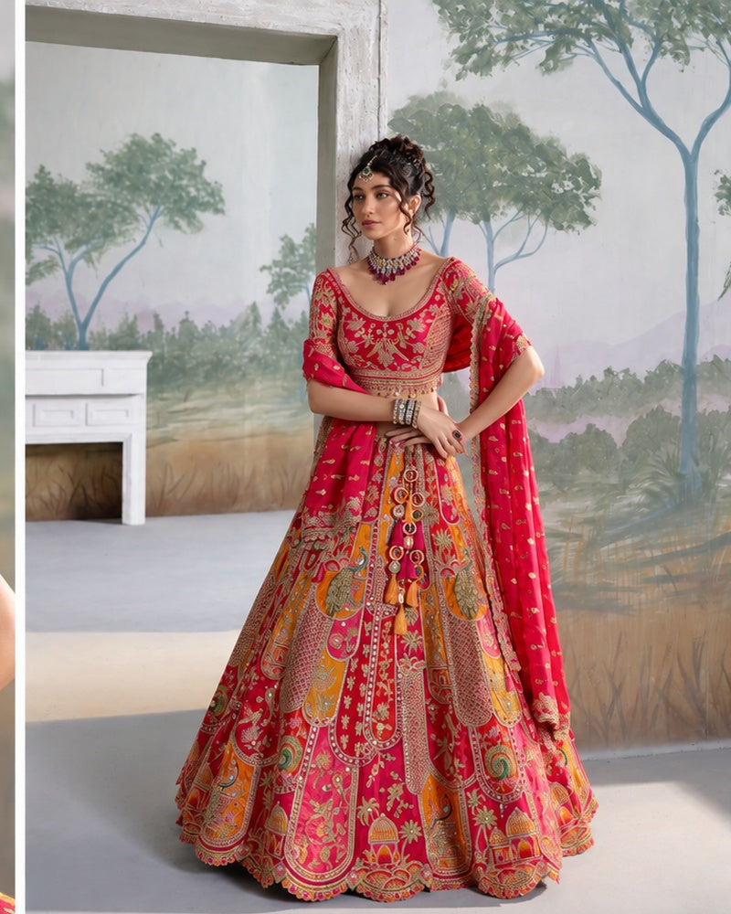 Royal Rani Pink Multicolor Bridal Lehenga Main image