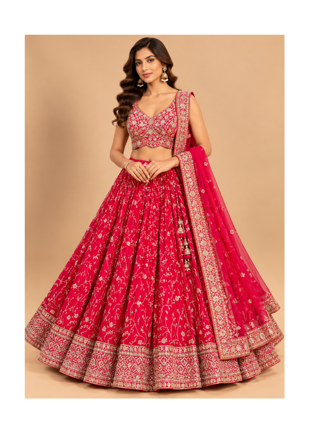Rani Pink Floral Lehenga