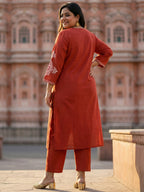 Crimson Heritage: Cotton Suit Set