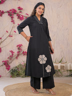 Midnight Bloom A-Line Kurta Set