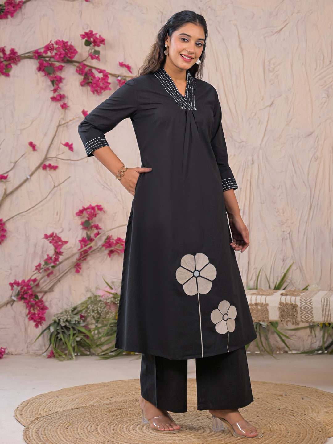 Midnight Bloom A-Line Kurta Set