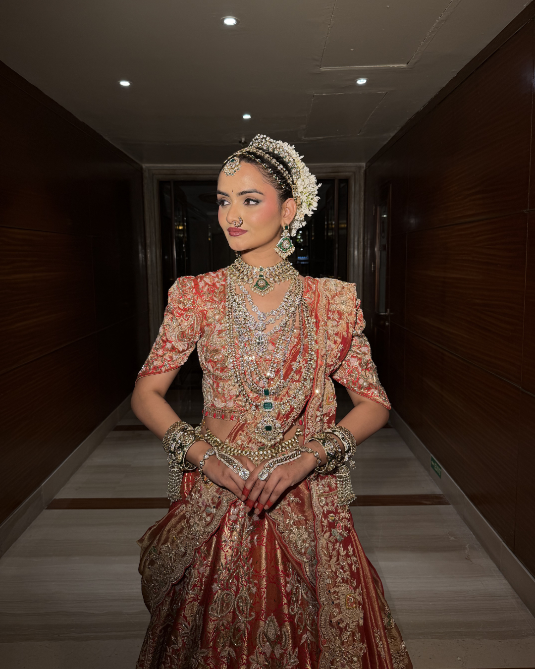 Rust mettalic luxury lehenga