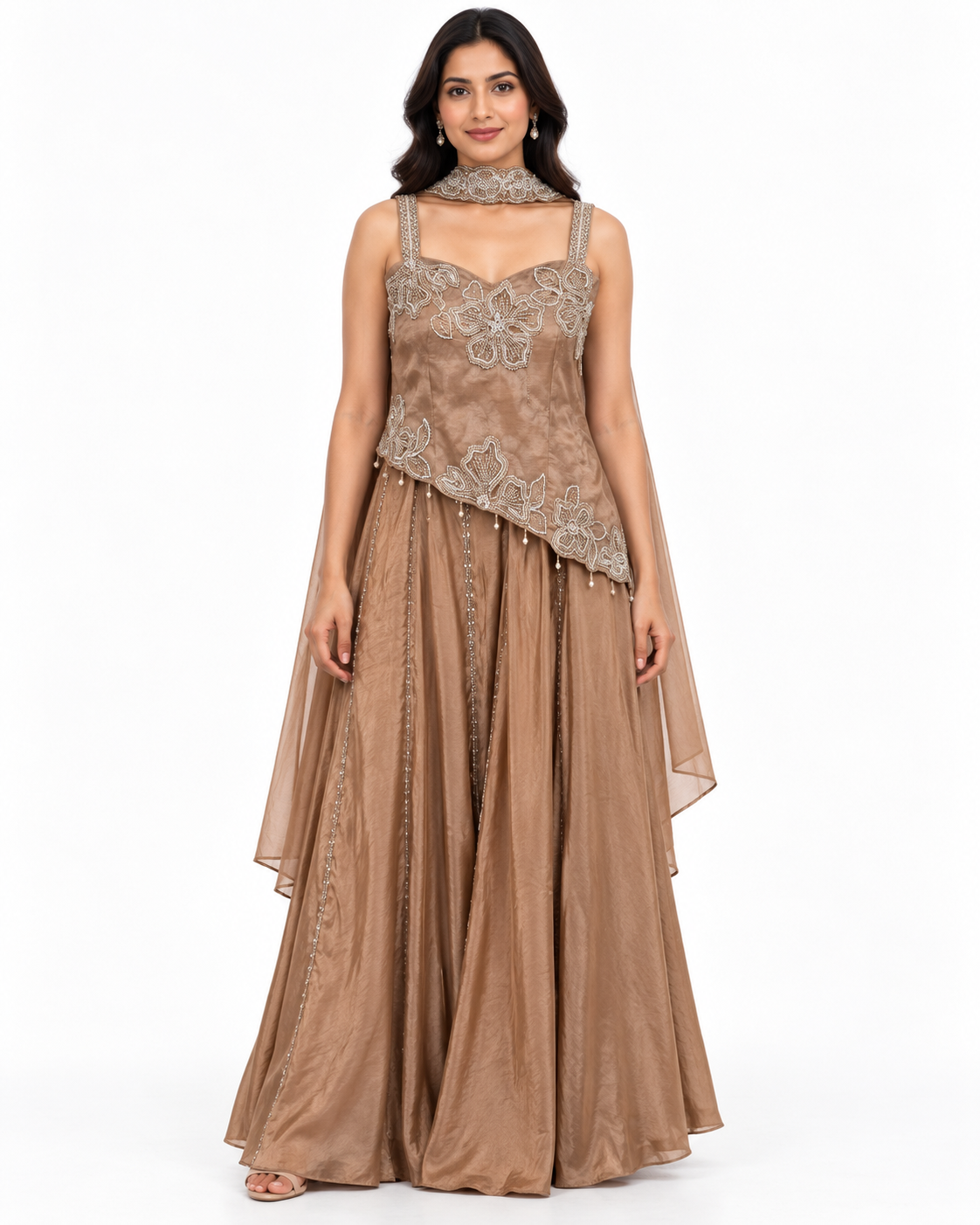 Chikoo Floral Beaded Fusion Set