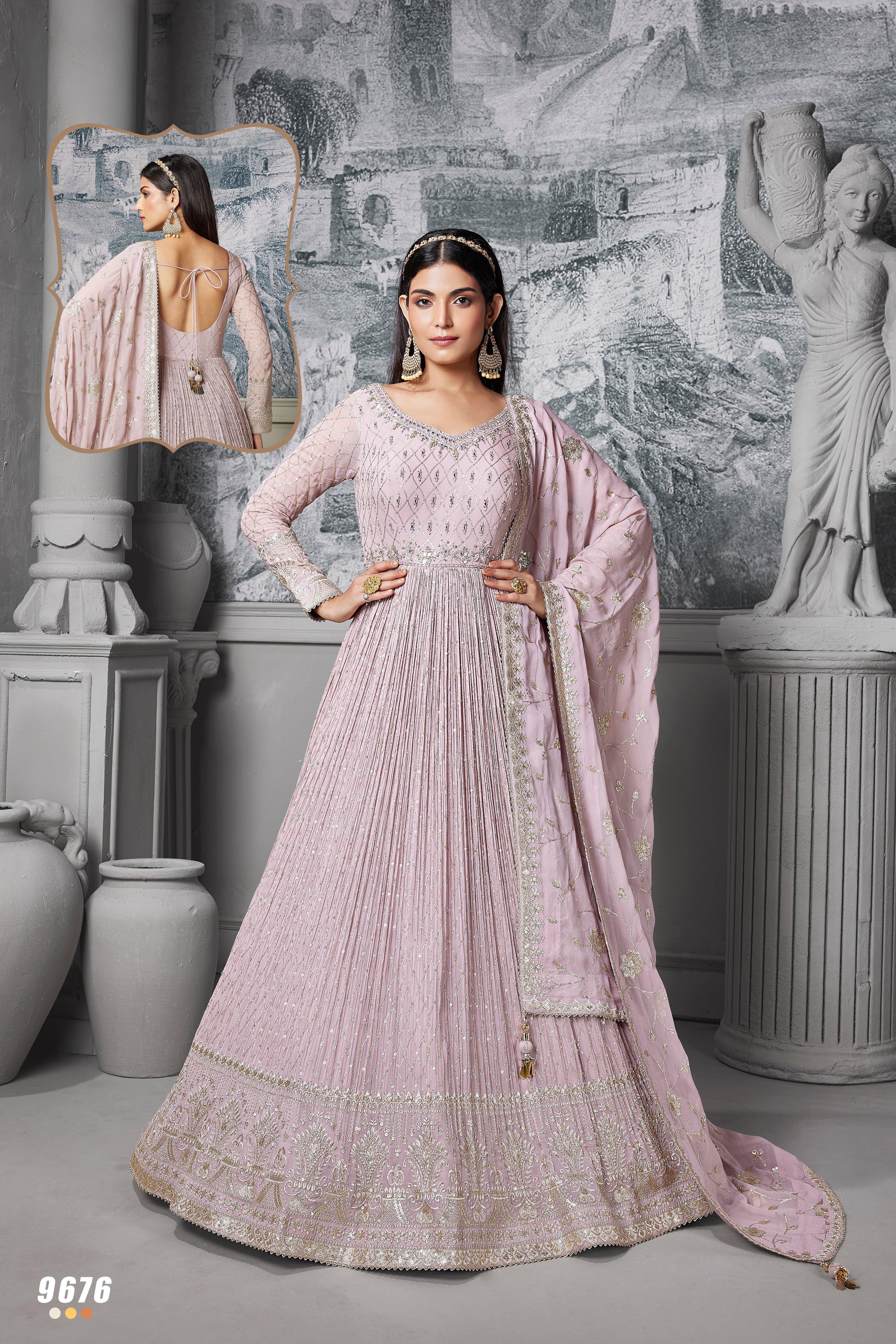 Pastel Embroidered Anarkali Gown Main image