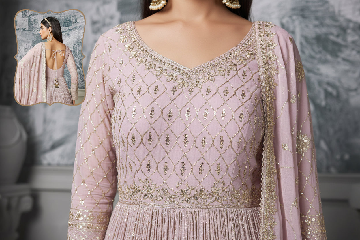 Pastel Embroidered Anarkali Gown