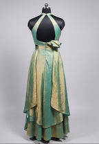 Shop Choker-Style Halter Neck Fusion Gown with Metallic Finish for women