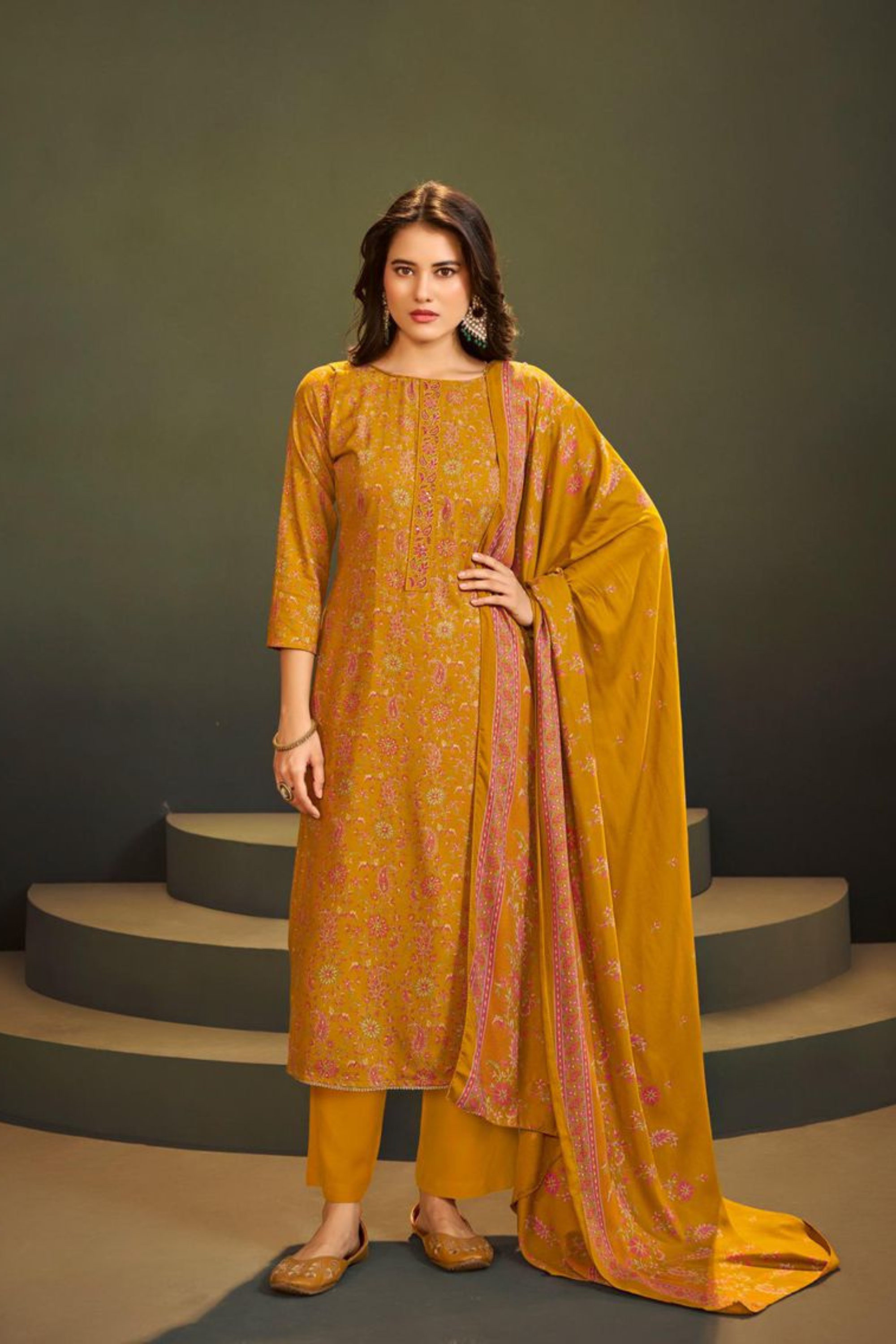 SUNRISE 'Safar Winter' Collection: Viscose Pashmina Suits (D-39)