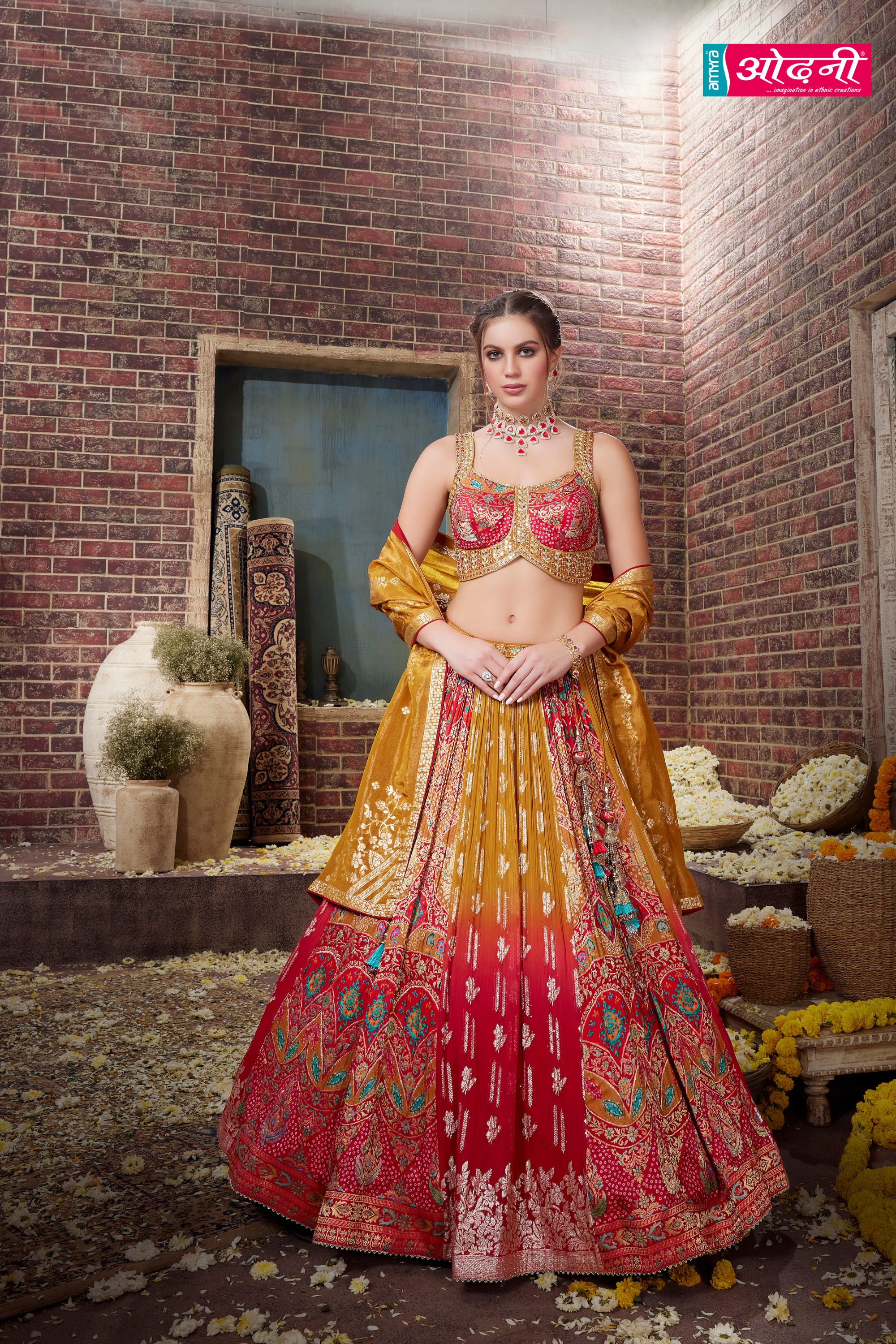 Bold Ombre and Multi-Tone Ceremonial Lehenga (9196 M-27) Main image